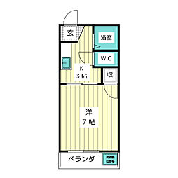 ドミール八前 1Kの間取図画像