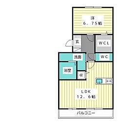 WESTWING 1LDKの間取図画像