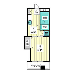 コーポラスたなか1 1Kの間取図画像