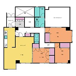 三旺マンション猫洞 3LDKの間取図画像