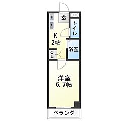 リバティ京命 1Kの間取図画像