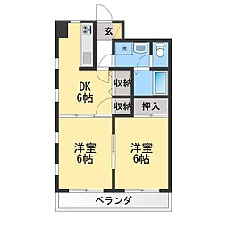 グリーンリモーネ上社 2DKの間取図画像