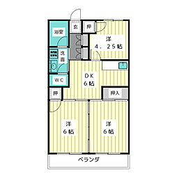 本郷第一コーポ 3DKの間取図画像
