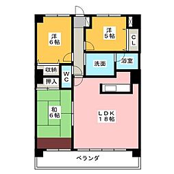 シャーウッド明徳公園 3LDKの間取図画像