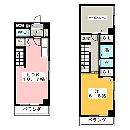 ジュネス上飯田 4階1SLDKの間取り