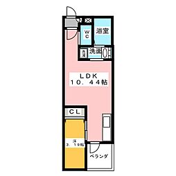 リバーサイドヴィラ瀬古 2階1LDKの間取り