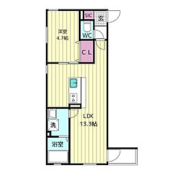 RUSCELLO鳥羽見 3階1LDKの間取り