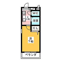 エトアール大幸 1Kの間取図画像