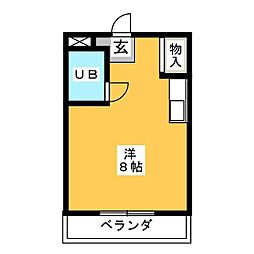 サンハイツ小山 4階ワンルームの間取り