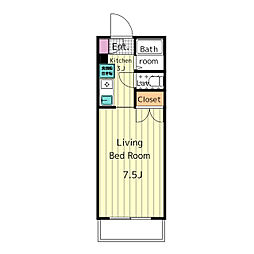 アーバン日野 2階1Kの間取り