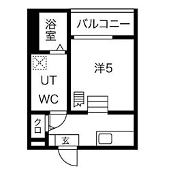 ラクーチェ 2階1Kの間取り