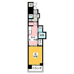 エステムコート名古屋平安通クチュール 2階1DKの間取り