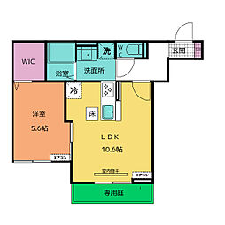ルヴィータ矢田南 1階1LDKの間取り