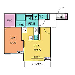 ルヴィータ矢田南 2階1LDKの間取り
