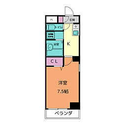 ハイツ相 6階1Kの間取り