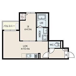 Jack koshinII 2階1LDKの間取り