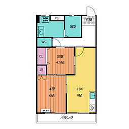 メゾンミズノ 4階2DKの間取り