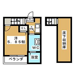 Ｌａ　Ｃａｓａ大曽根 2階1Kの間取り