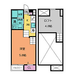 ASTERIA新守山 1階ワンルームの間取り