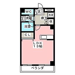 白壁レジデンス 3階ワンルームの間取り