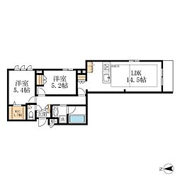 HEBEL MAISON 徳川園 1階2LDKの間取り