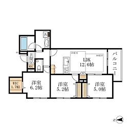 HEBEL MAISON 徳川園 2階3LDKの間取り