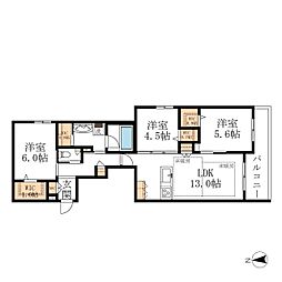 HEBEL MAISON 徳川園 2階3LDKの間取り