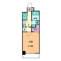 シュガーヒルズ大曽根テラス 9階1Kの間取り