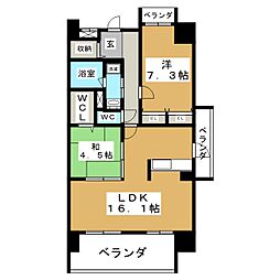 Ｒａｐｅｒｓｉｚ東白壁 7階2LDKの間取り