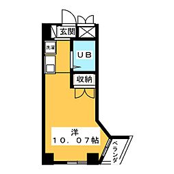 ラインプラザ 4階ワンルームの間取り
