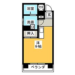 レディース徳川 7階ワンルームの間取り