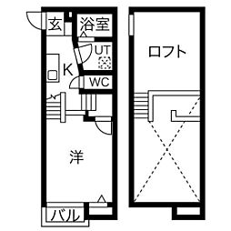 Creo矢田 2階1Kの間取り