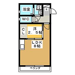 アルビレオ 3階1LDKの間取り