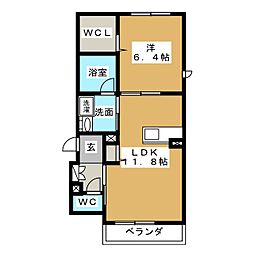 シャーメゾン・イ・エスト 1階1LDKの間取り