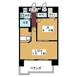 リバーコート砂田橋 1LDKの間取図画像