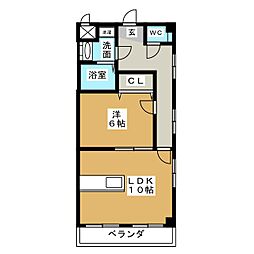 後藤ビルエクセル芳野 1LDKの間取図画像