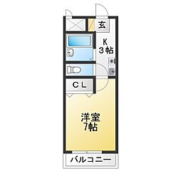 メゾンNOVA 1Kの間取図画像