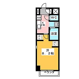 グランディア平安通 1Kの間取図画像