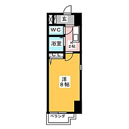 グリーンヒル徳川 1Kの間取図画像