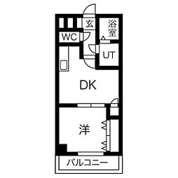 ワイズタワー徳川 1DKの間取図画像
