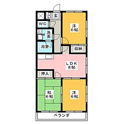長谷川マンションEAST 3LDKの間取図画像