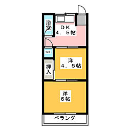 花ぞの荘 2DKの間取図画像