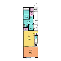 クレストタップ大曽根 1DKの間取図画像