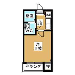 フォービエン川西 1Kの間取図画像