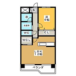 中村ハイツ 1LDKの間取図画像