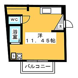 carpediem ワンルームの間取図画像