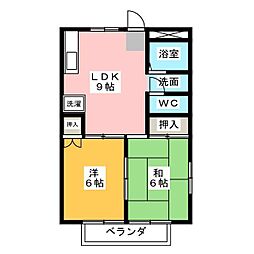 クレール新守A 2LDKの間取図画像