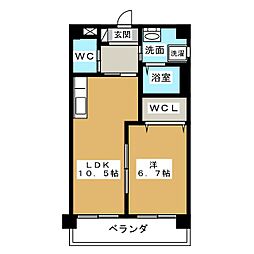 ホーメスト第三新守山 1LDKの間取図画像