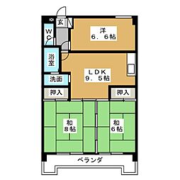 第一山田ビル 3LDKの間取図画像