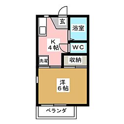 グリーンハイツ守山 1Kの間取図画像